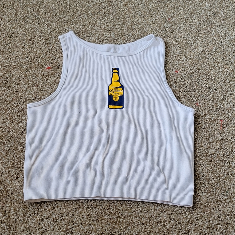 Corona Beer White Casual Tank Crop Top